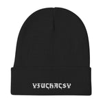 Old English Y FU THATS Y Embroidered Beanie