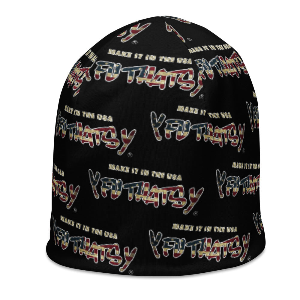 Make It In The USA Y FU THATS Y (American Flag) All-Over Print Beanie