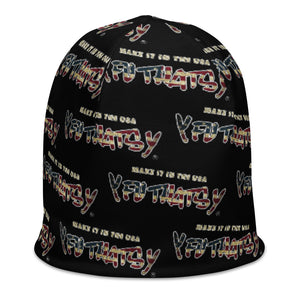 Make It In The USA Y FU THATS Y (American Flag) All-Over Print Beanie